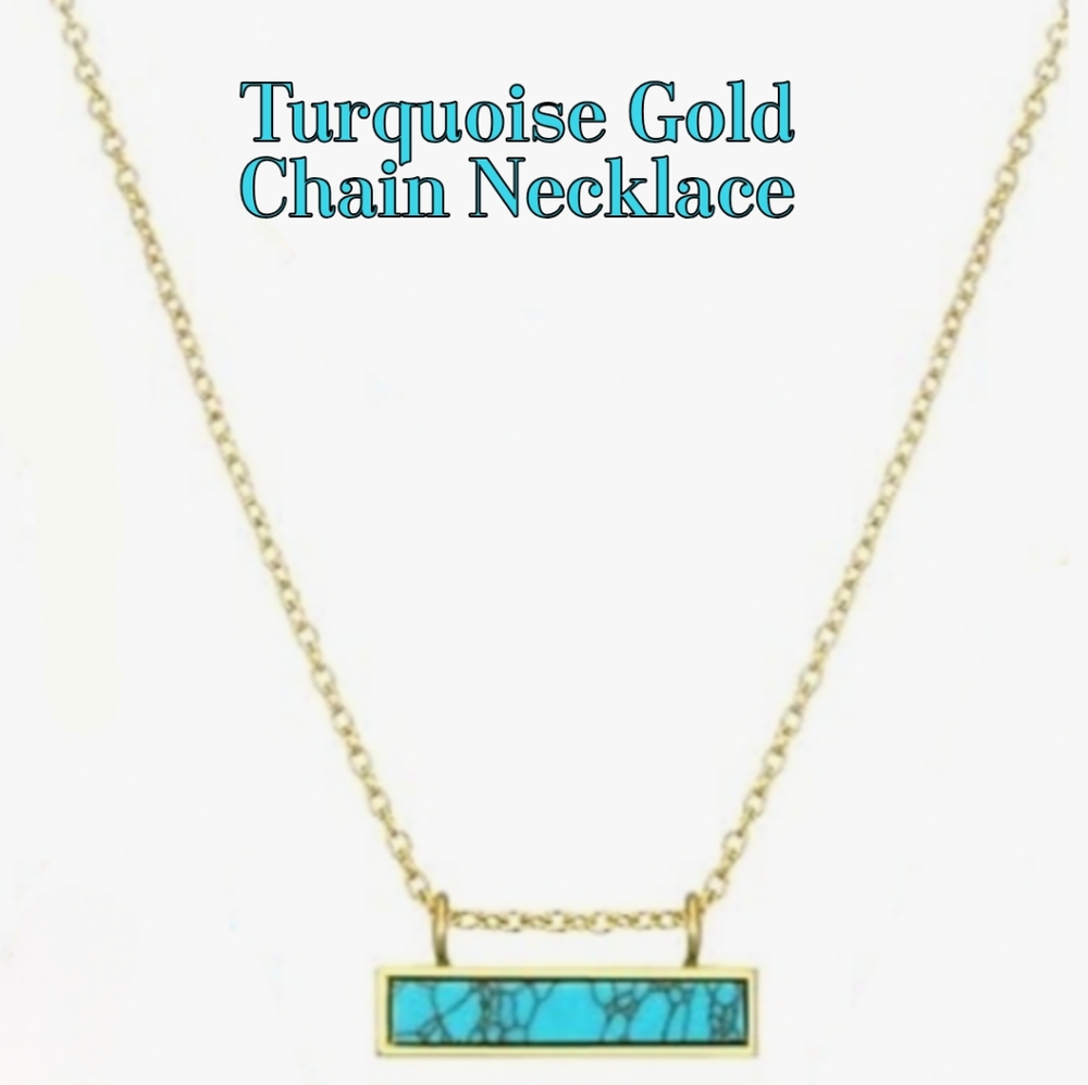 NIB Western Turqoise Necklace Gold Chain Lobster Claw Closure - Picture 2 of 4
